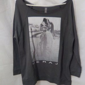 Women's Long Sleeve Top Color Gray W/ Picture Of Young Girl On Size Medium